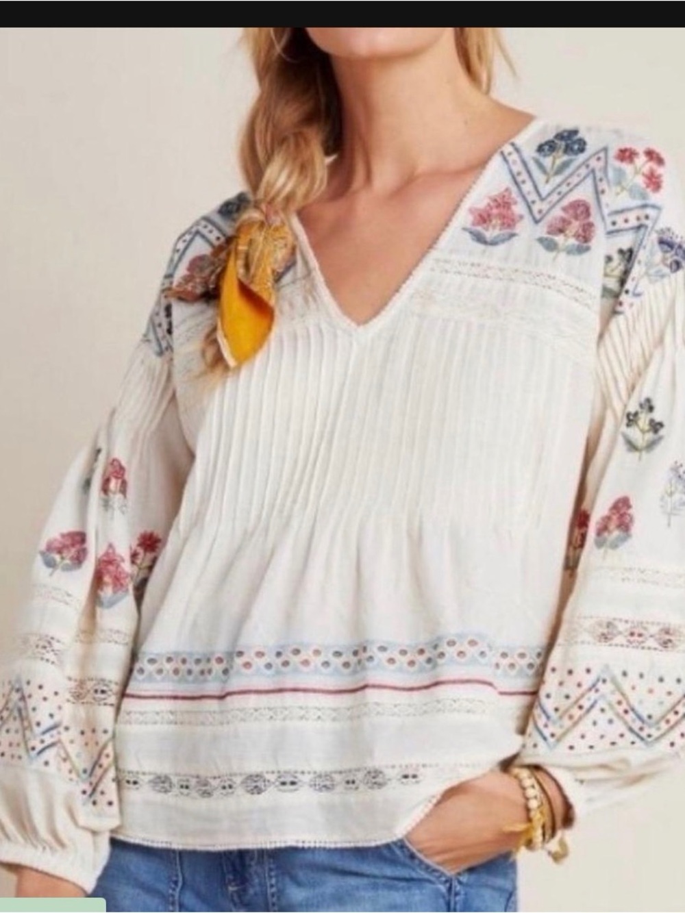 Anthropologie Kayla embroidered blouse size xsp